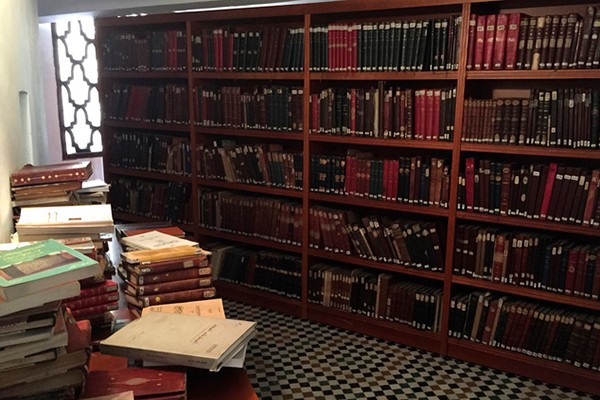 This April 14, 2016, photo shows books of the Qarawiyyin library reading room are pictured in the Al-Qarawiyyin mosque in Fez, Morocco. Founded 12 centuries ago by a pioneering woman, the al-Qarawiyyin library is wrapping up a careful restoration project and King Mohamed VI is expected to preside over the reopening. But authorities haven't decided whether the public will be able to view its treasured Islamic manuscripts, or whether that privilege will be limited to university researchers. (AP Photo/Samia Errazouki)